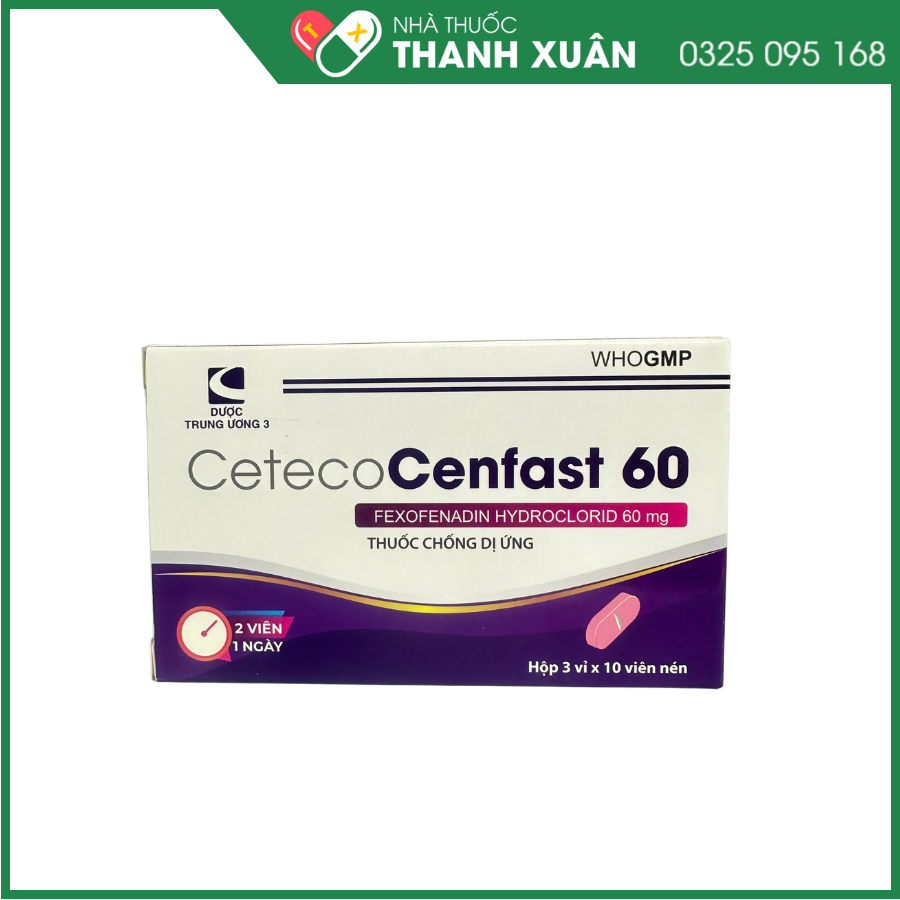 Thuốc CetecoCenfast 60 điều trị viêm mũi dị ứng, mày đay